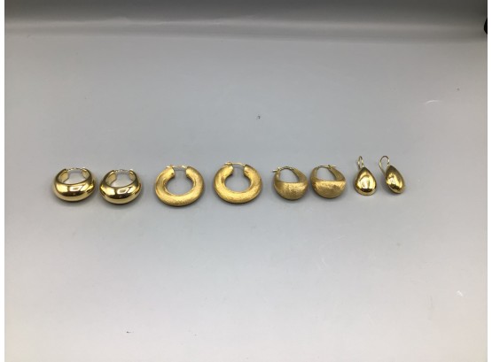Gold Plated Over Silver Earrings Set - 4 Sets Total