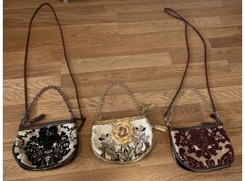 Sharif Floral Pattern Handbags - 3 Total