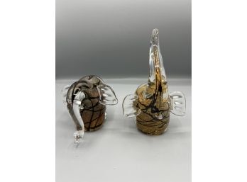 Dale Tiffany Art Glass Elephant Style Figurines - 2 Total