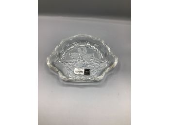 Mikasa Crystal Poinsettia Basket Pattern Dish - Made In Germany