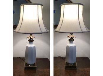 Stiffel Midcentury White Porcelain And Brass Table LampS - 2 Total