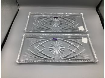 Marquis By Waterford Crystal Newberry Rectangle Trays - 2 Total