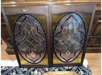 Custom Framed Stained Glass Window Panels - 2 Total
