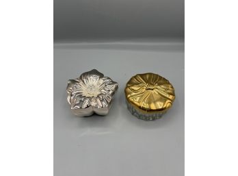 Godinger Gold-tone Mirrored Trinket Box With Ease For You Metal Felted Trinket Box