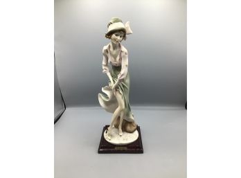 1991 Giuseppe Armani Hand Painted Sculpture With Wood Base - Made In Italy