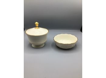 Lenox Porcelain Sugar Bowl / Bowl Set - 2 Total