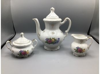 Sterling China Hand Painted Floral Pattern Porcelain Tea Set - 3 Pieces Total - Made In Japan