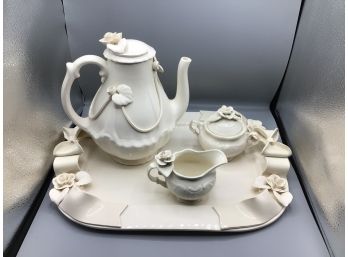 Paper Windows USA Signed Pottery Tea Set - 4 Pieces Total