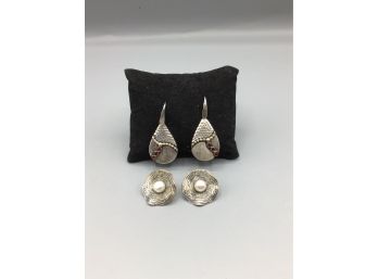 Sterling Silver Earrings - 2 Sets Total