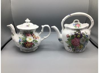 Crownford Giftware Corp Floral Pattern Ceramic Teapots - 2 Total