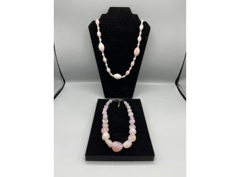Rose Quartz Gemstone Necklace - 2 Total