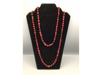 Red Beaded Costume Jewelry Necklace