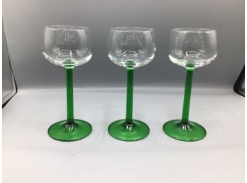 Luminarc Green Stem Wine Glasses - 3 Total - Made In France