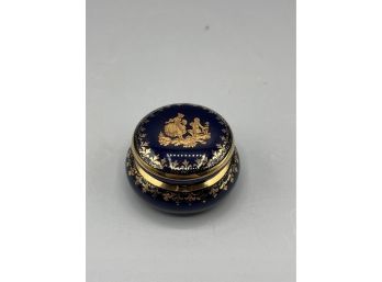 Limoges Porcelain Gold Trim Trinket Box - Made In France