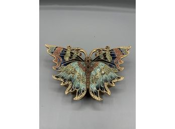 Edgar Berebi Limited Edition Butterfly Rhinestone Trinket Box  - Metal Enamel