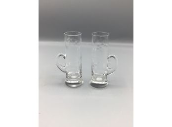 Etched Crystal Shot Glasses With Handle - 2 Total