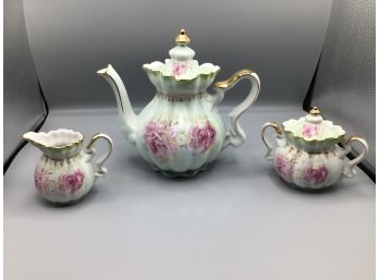 Nippon Hand Painted Porcelain Tea Set - 3 Pieces Total