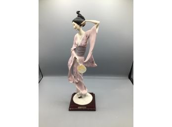 1980 Giuseppe Armani Geisha Porcelain Hand Painted Sculpture With Wood Base