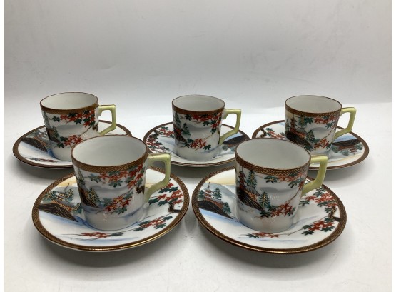 Made In Occupied Japan Demitasse Cups And Saucers - Service Of 5