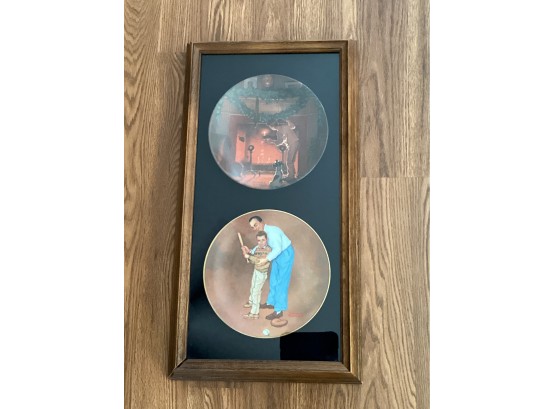 Norman Rockwell 2 Plates In Display Frame