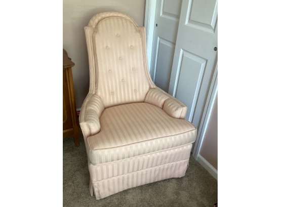 Peach Fabric Upholstered High Back Armchair