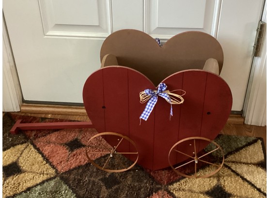 Wood Decorative Heart-shaped Wagon
