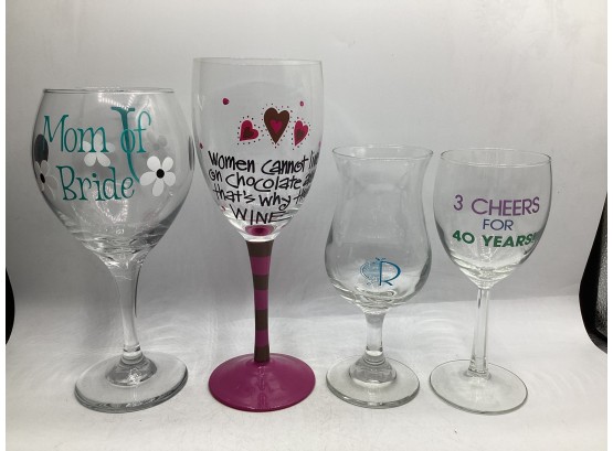 Stemmed Wine Glasses - Assorted Set Of 4