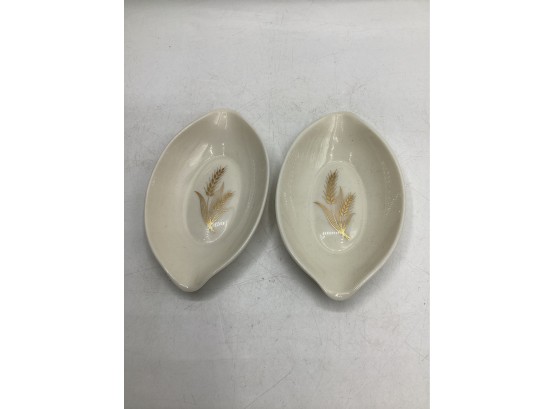 Lenox Small Oval Bowls With Gold Leaf Design - Set Of 2