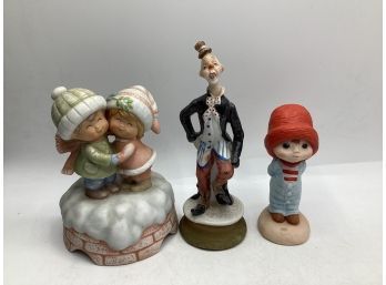 Gorham Music Box, Muffin Figurine & Clown Figurine - Assorted Set Of 3