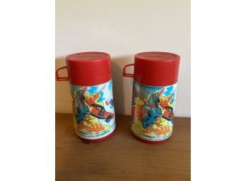 1980 Dukes Of Hazzard General Lee Aladdin Thermos  - Set Of 2