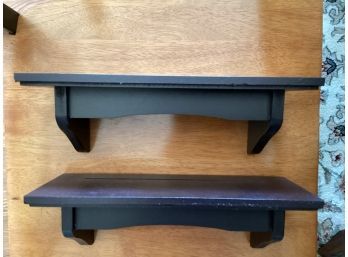 Small Wall Shelves With Plate Grooves - Set Of 2