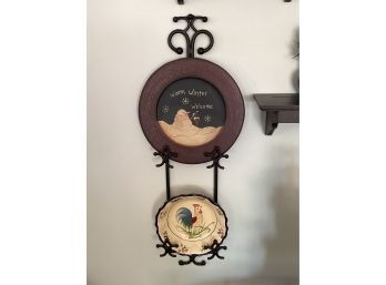 Wall Plate Holder With Plate & Bowl