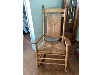 Wood Woven Wicker Rocking Chair