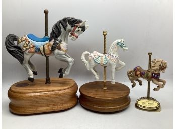Carousel Horse Figurine & Music Boxes - Assorted Set Of 3