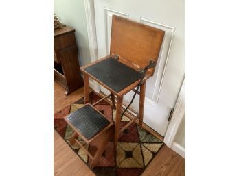Vintage Wooden Folding Chair/seat Step Stool Rustic