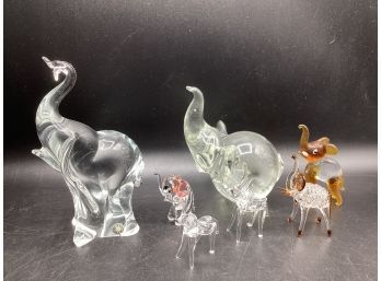 Glass Elephant Decor - Assorted Set Of 7