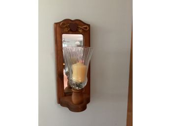 Wood Framed Mirror Candle Sconce