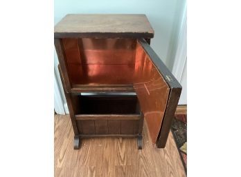 Vintage Cigar Tobacco Humidor Copper Lined Cabinet Smoking Stand Table
