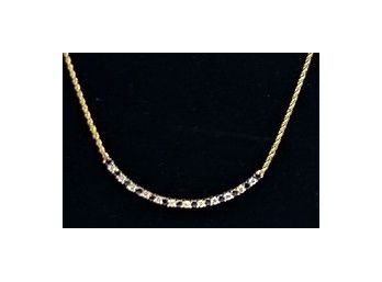 14K Yellow Gold Sapphire & Diamond Necklace/6.1 Grams