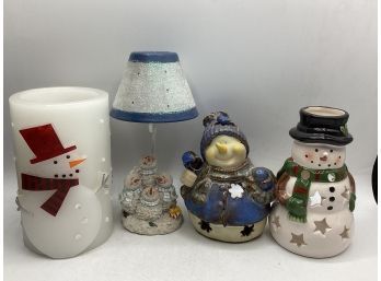 Snowman Candle Table Decor - Assorted Set Of 4