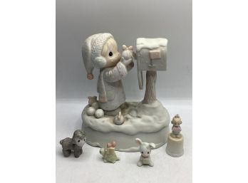 Samuel J. Butcher Enesco Co. Music Box & 4 Miniature Figurines