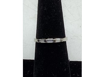 14K White Gold Ring With 3 Baguette Diamonds - Size 6.5/2.4 Grams