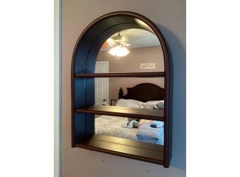 Arched Wood Frame Wall Mirror/shelf