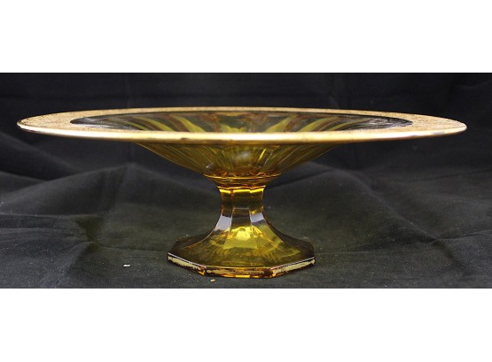 Gold Trimmed Amber Glass (Y162)