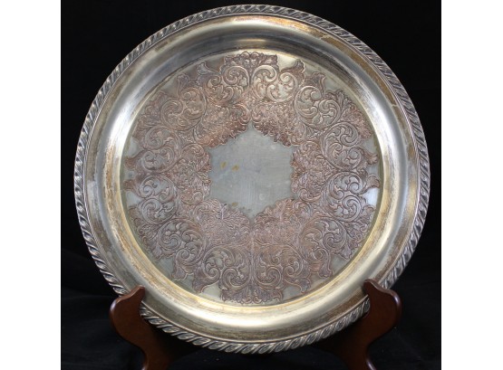Vintage W.M.A. Rogers Round Silverplate Serving Tray/Platter 12' (O129)