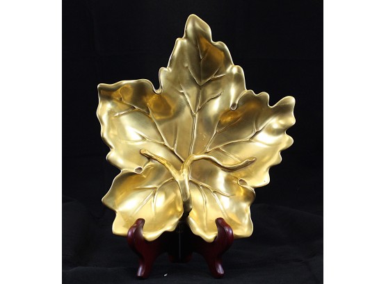 VA Portugal Gold Maple Leaf Candy Dish 9' X 8.5' (Y088)