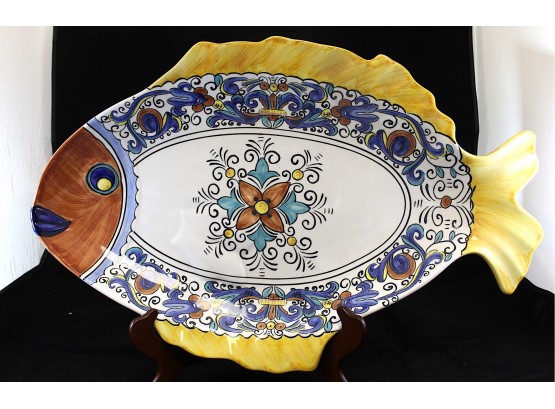 Multi-Colored Fish Serving Platter Made In Portugal 20.5' X 13.5' (O142)