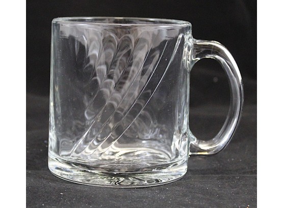 2 Glass Mugs With Swirl Design 3.75' X 3.25' (Y168)