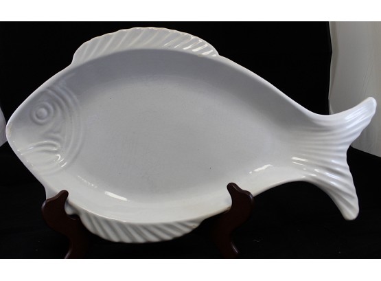 Vintage California Pottery Stoneware Fish Platter - Calif USA 873 17' X 10' (Y104)