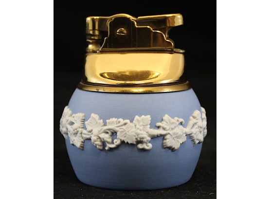 Wedgewood Blue Jasper Hostess Table Lighter With Raised Grapevine Design (O117)